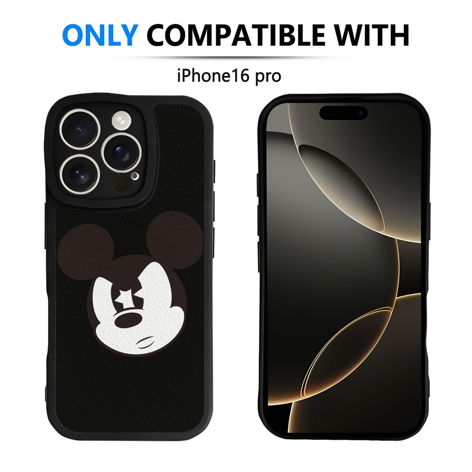 （画像用） ミッキーマウス Mickey Mouse 【iPhone 16シリーズ対応】シリコンスマホケース（レザー調） 材質：シリコン